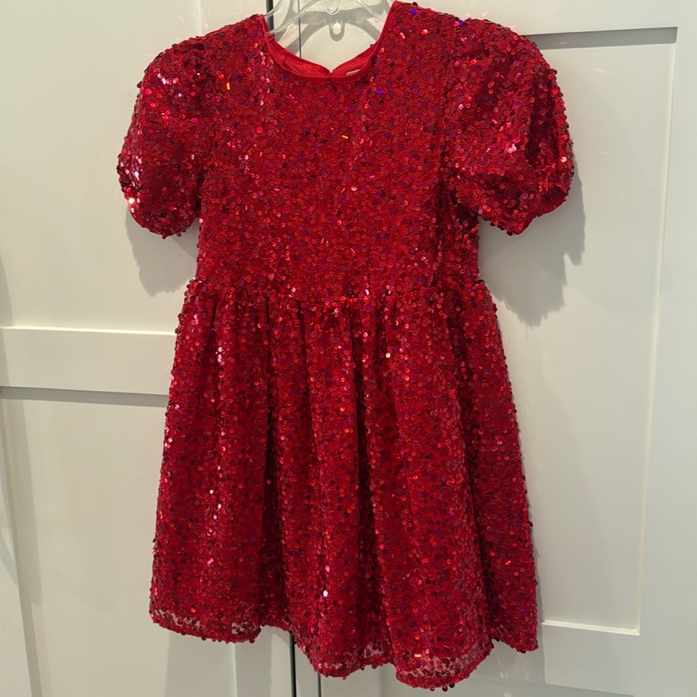 Girls red sequin Christmas dress like new size 8